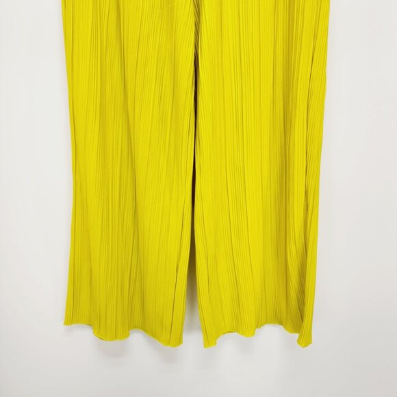 Rafaella Womens Wide Leg Pleated Pants M Yellow Olive Comfortable Fit - Picture 10 of 11